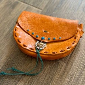 Vintage Leather Western Belt Bag 🌿Turquoise Beading